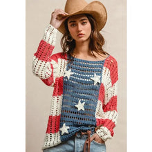 Load image into Gallery viewer, Open Knit Flag Top