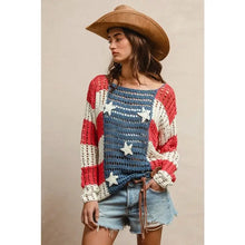 Load image into Gallery viewer, Open Knit Flag Top