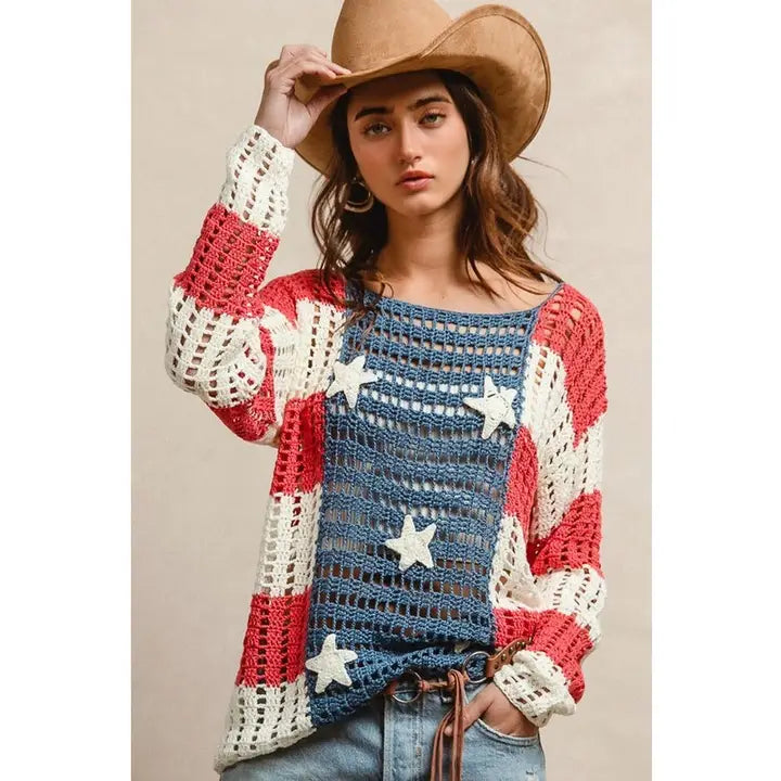 Open Knit Flag Top