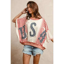 Load image into Gallery viewer, Denim USA Patchwork Top
